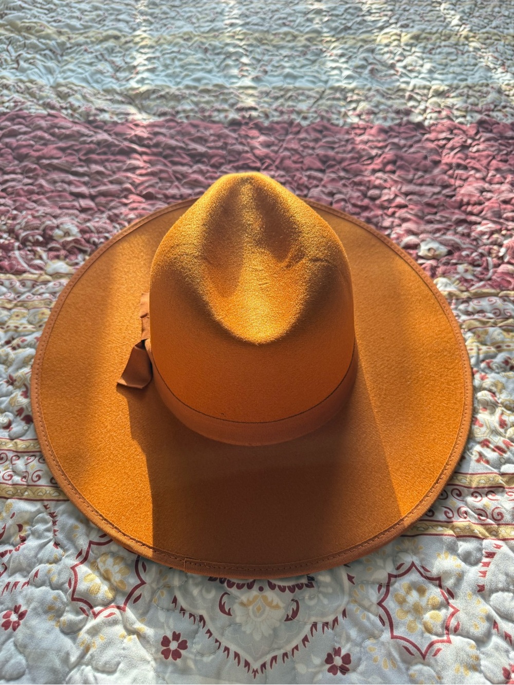 Fashion Nova Orange Wide-Brim Felt Fedora with minor defects